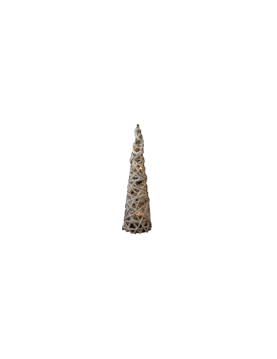 Albero cono di Natale bianco oro 16x60cm con 15 luci LED, decorazione luminosa elegante da interno