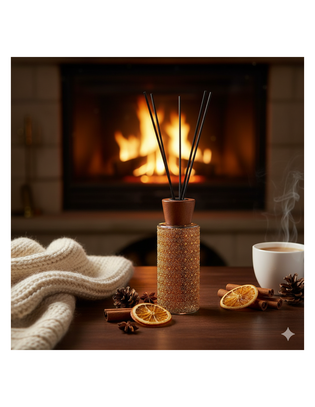 Diffusore strass di Natale 200ml vetro profumo arancia cannella, fragranza natalizia elegante per ambienti