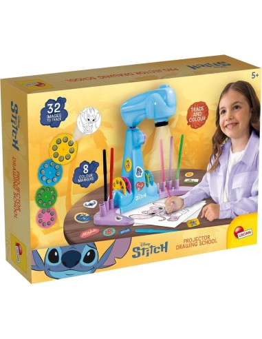 PROIETTORE DI STITCH, IMPARA A DISEGNARE, 4 DISCHETTI IMMAGINI, PENNARELLI COLORATI, STICKERS, FOGLI BIANCHI, LISCIANI GIOCHI
