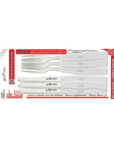 SET 3 COLTELLI E 3 FORCHETTE MANICO BIANCO