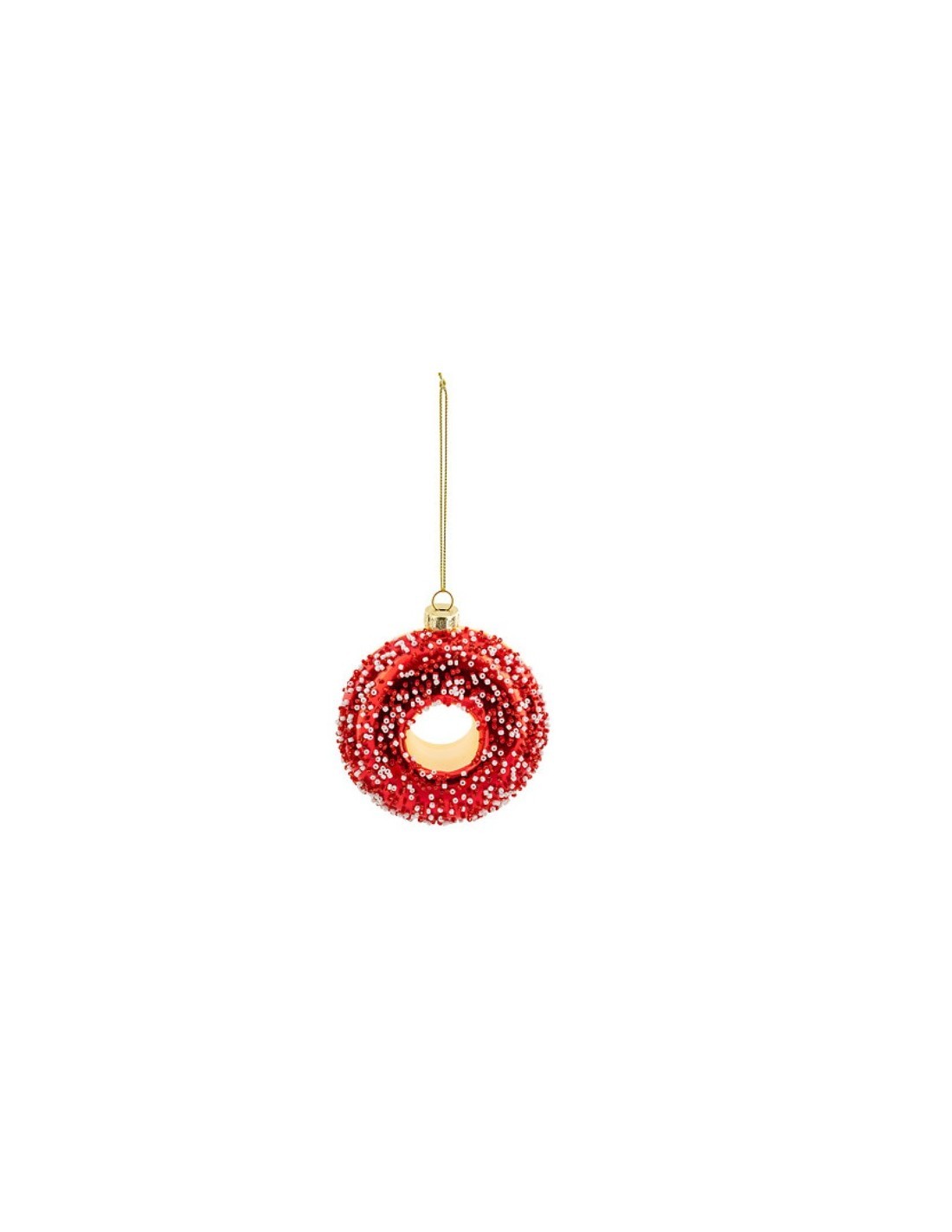 PENDENTE DONUT 9CM VETRO ROSSO