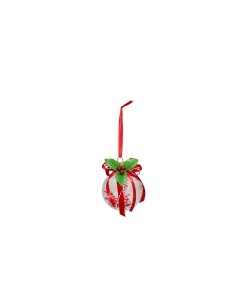 PENDENTE SFERA PLASTICA 8CM ROSSO/BIANCO