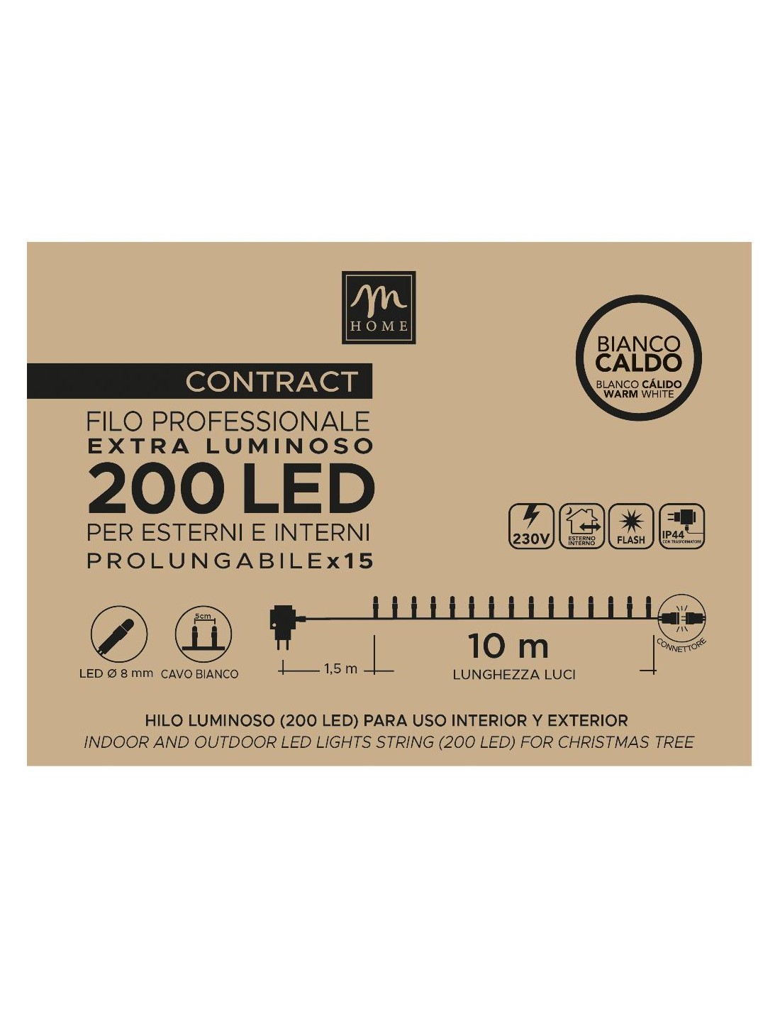 TENDA 200LED BIANCO CALDO DA ESTERNO CON FLASH