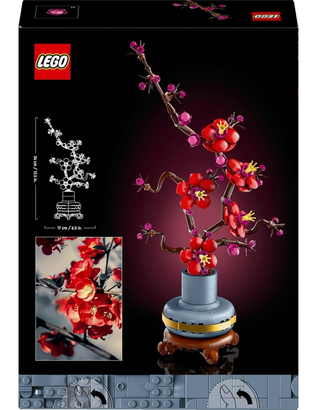 LEGO, BOTANICALS, ALBICOCCO GIAPPONESE, FIORE FINTO, ARTIFICIALE, DECORAZIONE CASA, MODELLINO ADULTI