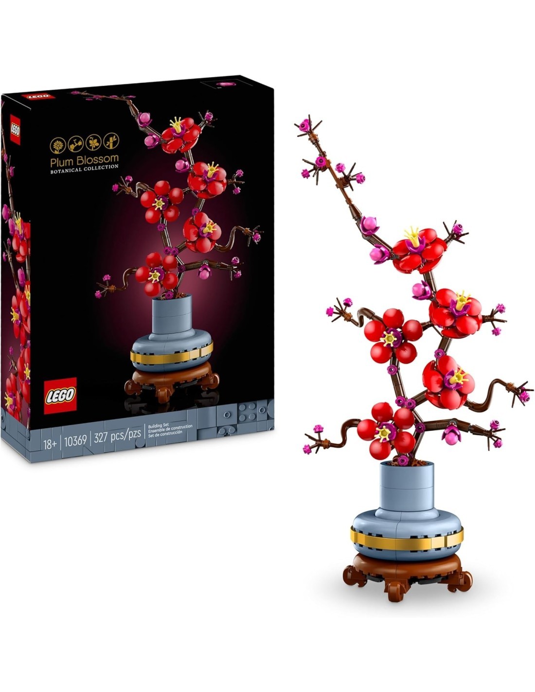 LEGO, BOTANICALS, ALBICOCCO GIAPPONESE, FIORE FINTO, ARTIFICIALE, DECORAZIONE CASA, MODELLINO ADULTI