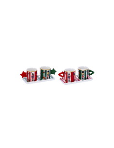 SET 2 TAZZINE 111731 CON VASSOIO DEC.NATALIZIO ASSORTITO