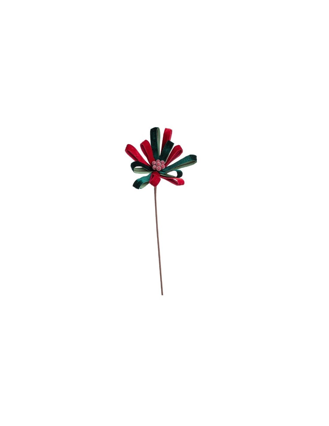 Poinsettia Ertemios di Natale rosso verde 25x50h, stella natalizia velluto elegante per alberi e decorazioni