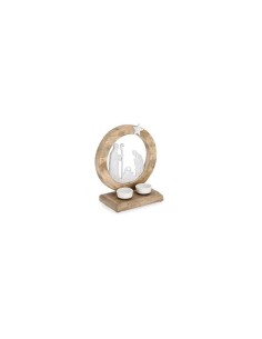 Portacandela Celestin di Natale set 2 pezzi bianco naturale, decorazione elegante in legno e vetro