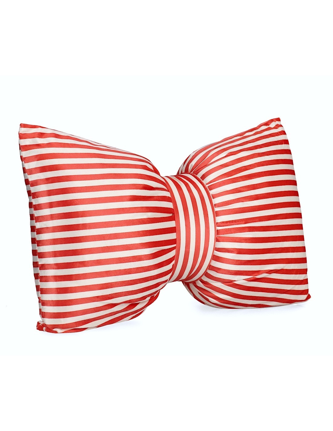 Cuscino Athel fiocco righe rosso 60x40cm effetto velluto, complemento d’arredo natalizio elegante