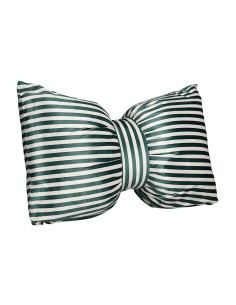Cuscino Athel fiocco righe verde 60x40cm effetto velluto, complemento d’arredo natalizio elegante