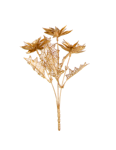 Pick Howell poinsettia oro di Natale H33cm con 3 fiori decorativi, ramo elegante in PE e fil di ferro