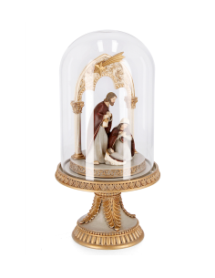 Campana Karolyn Natività 3 figure in poliresina Ø14x29h, decorazione natalizia elegante