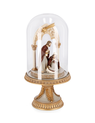 Campana Karolyn Natività 3 figure in poliresina Ø14x29h, decorazione natalizia elegante