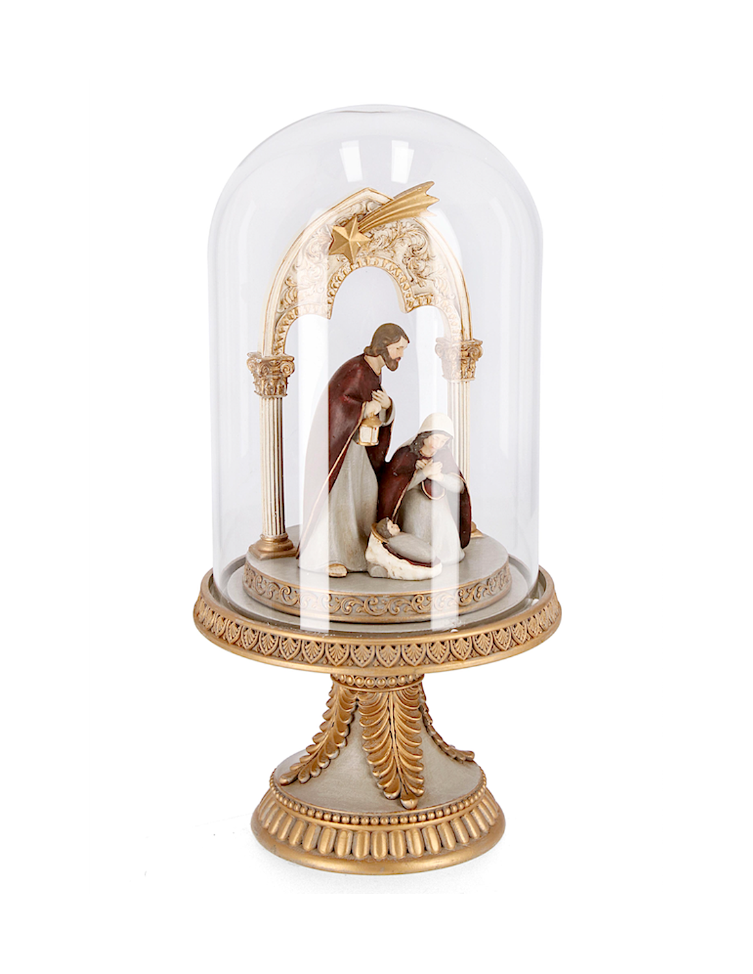 Campana Karolyn Natività 3 figure in poliresina Ø14x29h, decorazione natalizia elegante