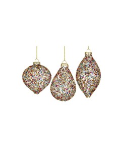 Pendaglio in vetro Kleis multicolor assortito con scatola nera, decorazioni natalizie eleganti, addobbi albero Natale raffinati