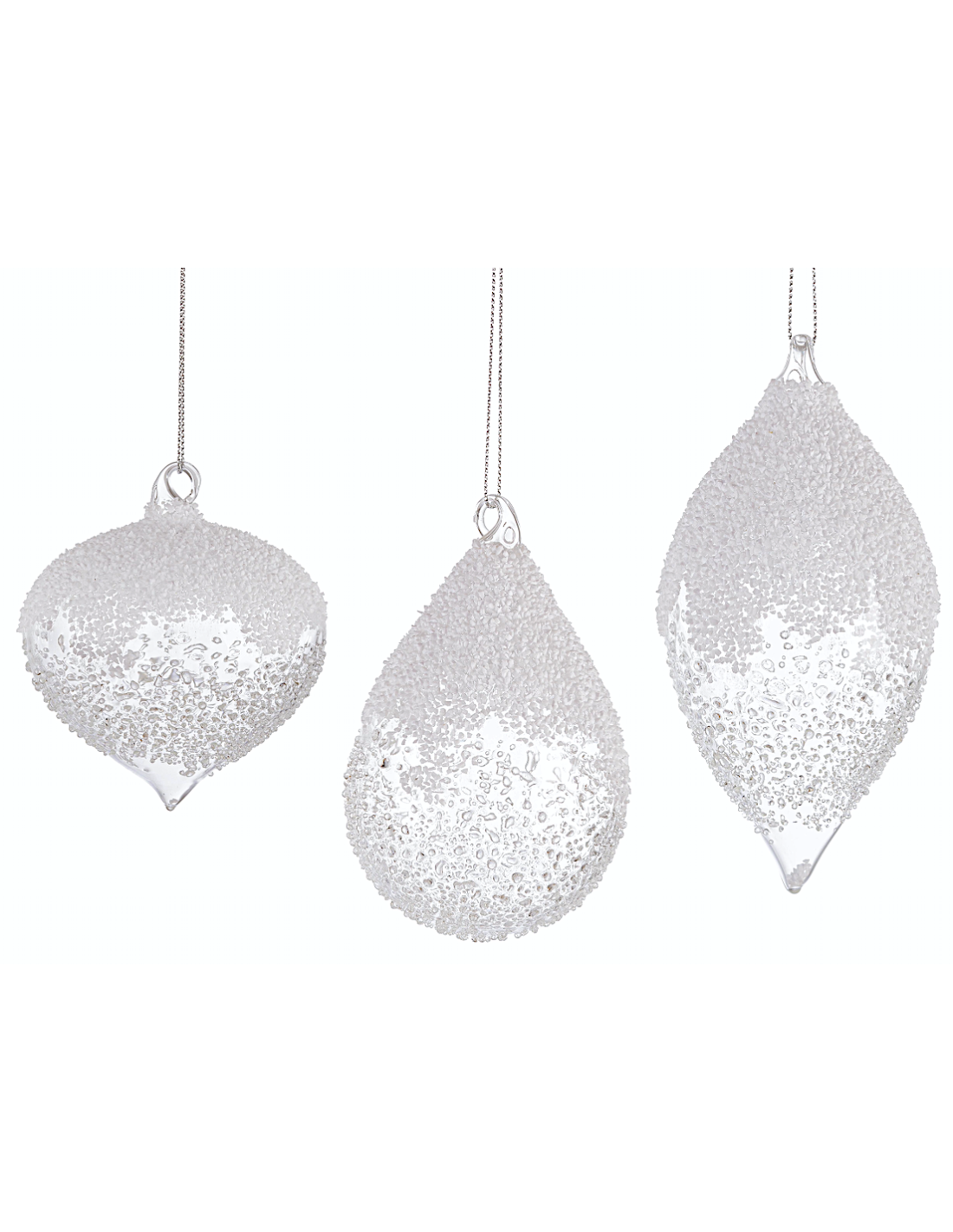 Pendaglio Cheery trasparente in vetro assortito, decorazioni natalizie eleganti, addobbi luminosi per albero di Natale