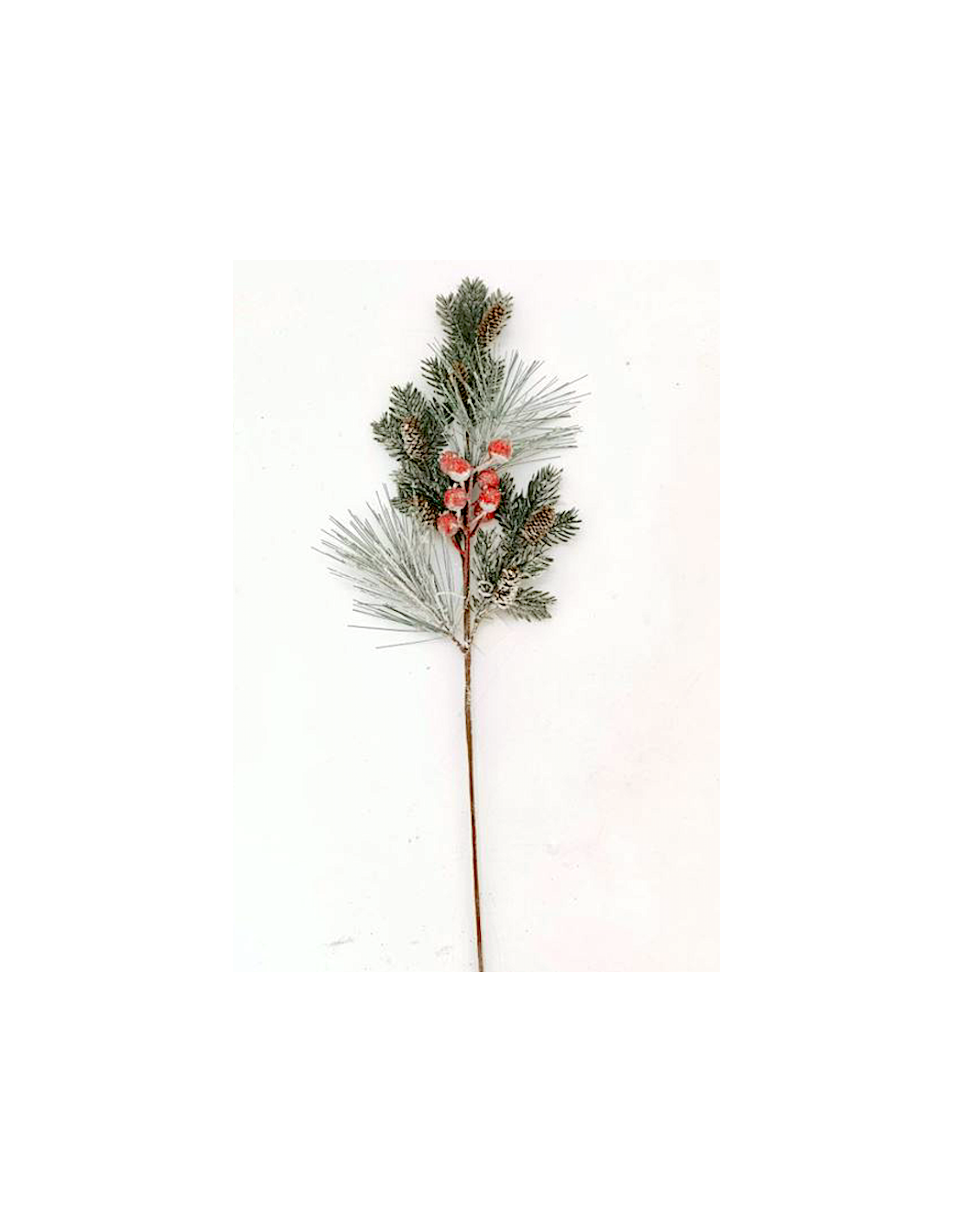 RAMO AGHI PINO PLASTICA 80CM CON PIGNE E BACCHE