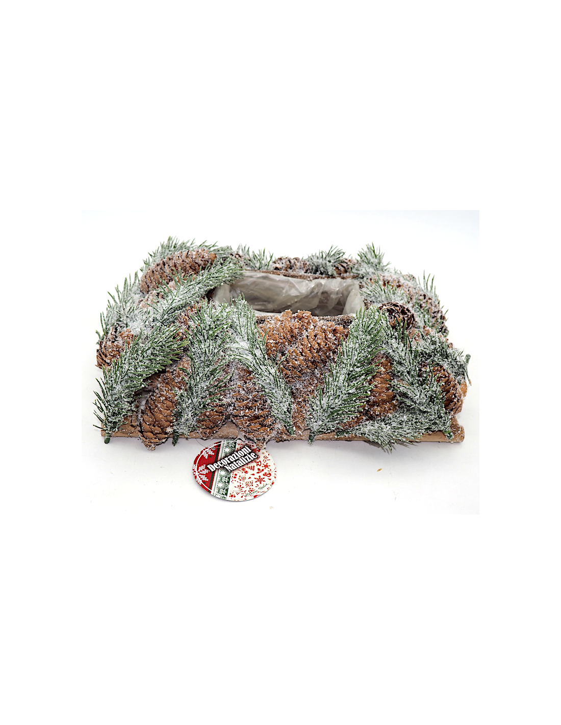 PIANTA AGHI PINO CON PIGNE 9X32X23CM INNEVATO