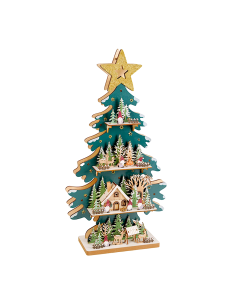 ALBERO PAESAGGIO CON LUCE 28X11X54CM LEGNO