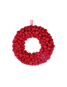 CORONA GLITTER BACCHE ROSSE D15X4CM PVC
