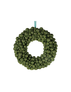CORONA GLITTER BACCHE VERDE D33X6CM PVC