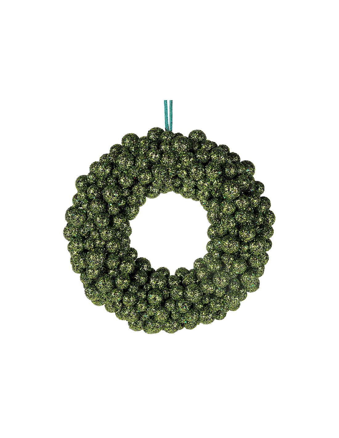 CORONA GLITTER BACCHE VERDE D33X6CM PVC