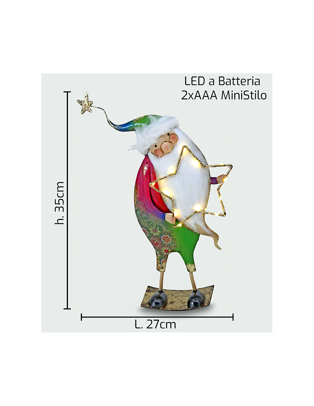 BABBO METALLO LED STELLA 27CM H35CM