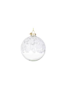Sfera in vetro Iced trasparente/bianco Ø10cm, decorazione natalizia elegante, addobbo raffinato