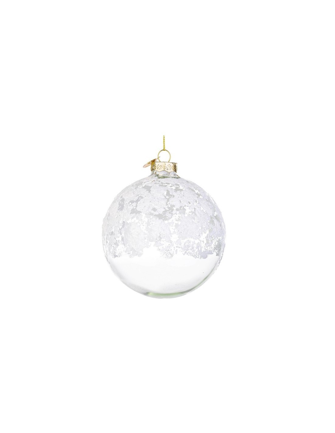 Sfera in vetro Iced trasparente/bianco Ø10cm, decorazione natalizia elegante, addobbo raffinato
