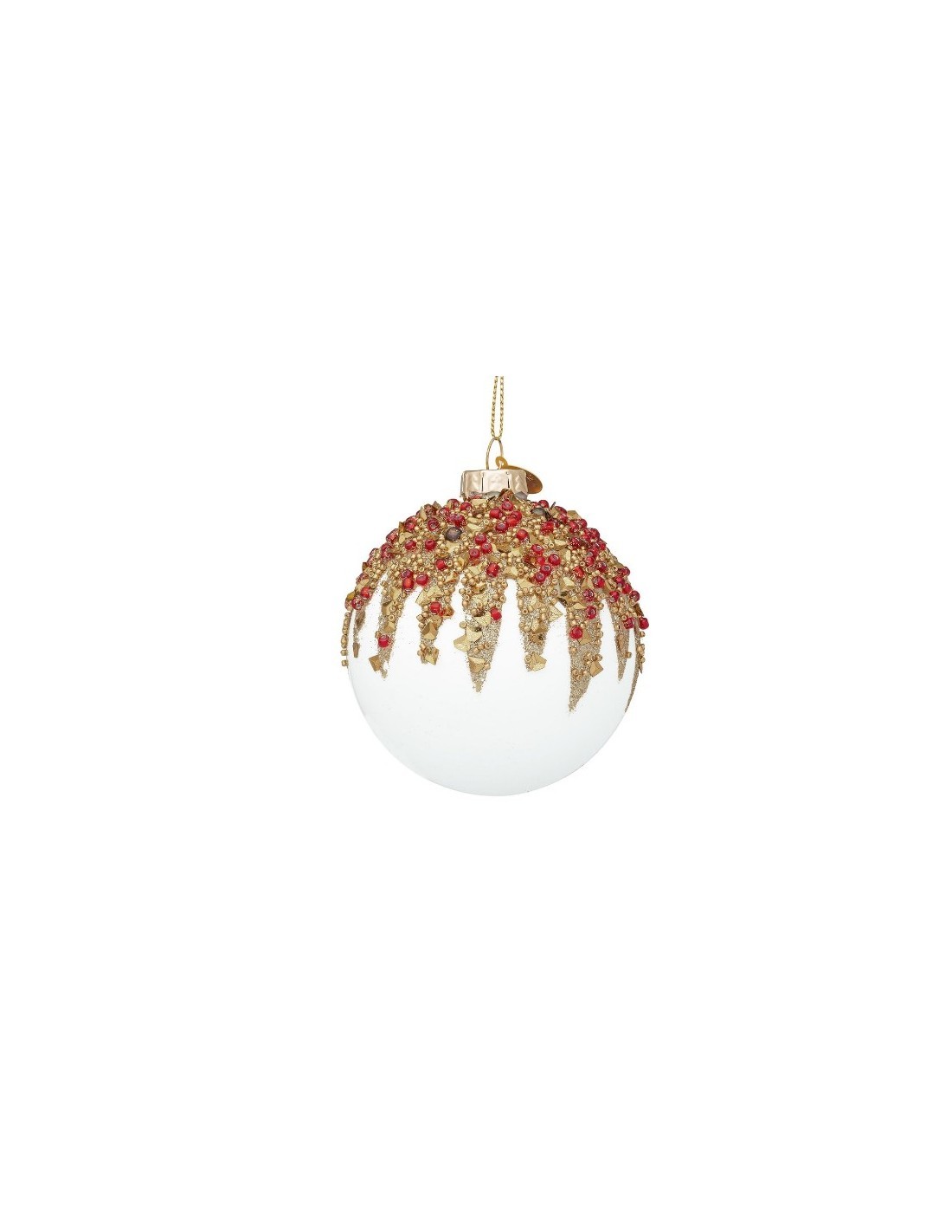 Sfera in vetro Firework bianco Ø10cm, decorazione natalizia elegante e luminosa