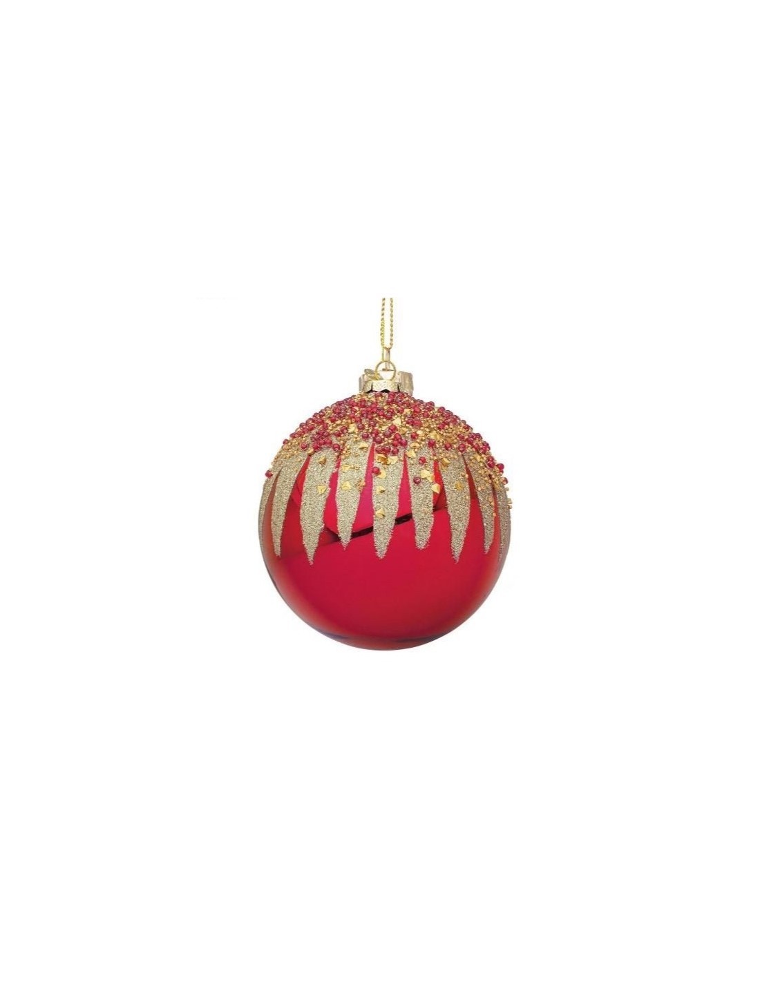Sfera di Natale in Vetro Firework D8cm Rosso – La Magia di Natale a casa tua