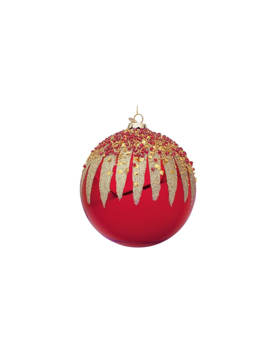 Sfera di Natale in Vetro Firework D15cm Rosso – La Magia di Natale a casa tua