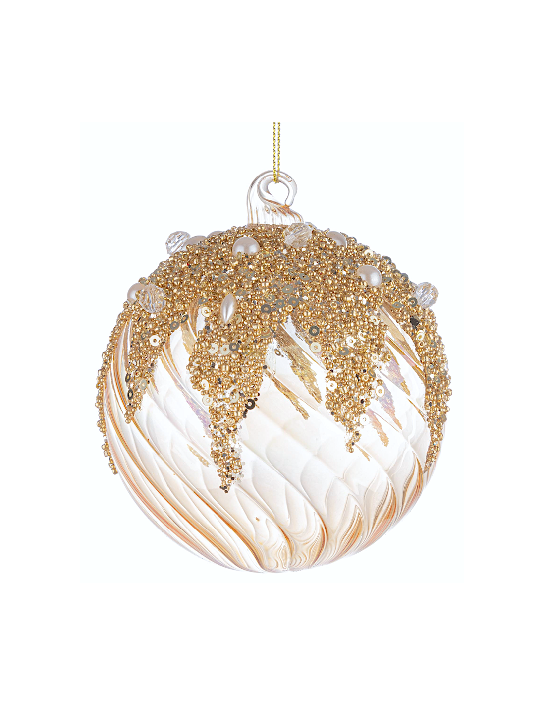 Sfera di Natale Beautify Vetro 10cm Champagne/Oro – La Magia di Natale a casa tua