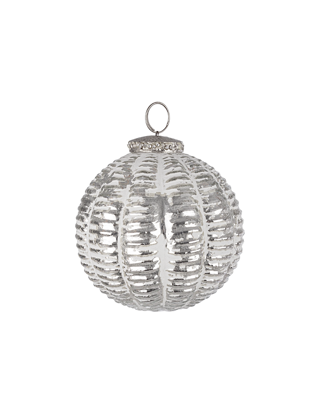 Sfera di Natale Emilian Vetro 10cm Argento – La Magia di Natale a casa tua
