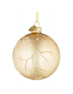 Sfera di Natale Floral Vetro 8cm Champagne – La Magia di Natale a casa tua