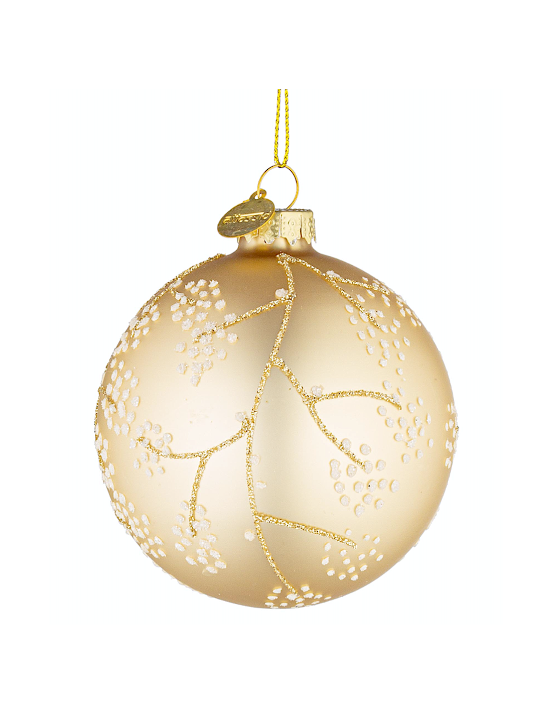 Sfera di Natale Floral Vetro 8cm Champagne – La Magia di Natale a casa tua