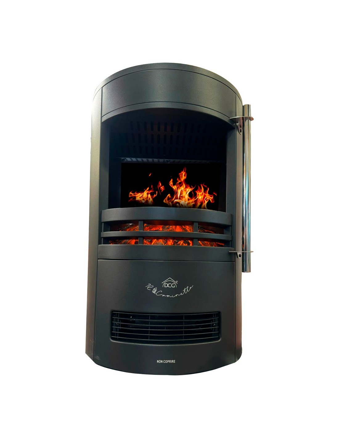 Stufa Elettrica, Camino a Pavimento 2000W, Effetto Fiamma LED Regolabile, Termostato Integrato, Timer, 64,5x41x41 cm