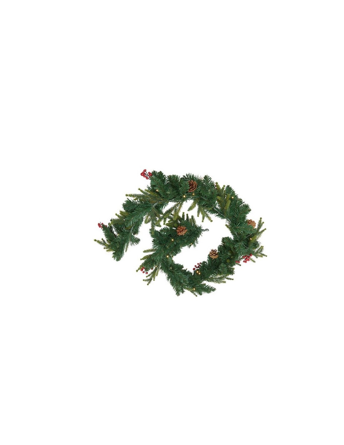Ghirlanda di Natale Bacche e Pigne 180cm con Luci LED – La Magia di Natale a casa tua