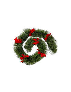 Ghirlanda di Natale Verde con Fiocchi Rossi 270cm – La Magia di Natale a casa tua