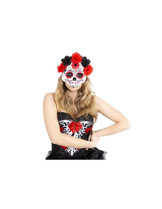 MASCHERA S3224 KATRINA CON FIORI ROSSI/NERI