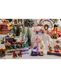 Giostrina Carosello di Natale 12x13x19 cm con Musica, Giochi di Luce e Musica Natalizia 2