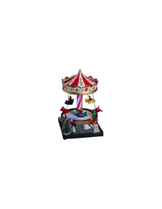 Giostrina Carosello di Natale 12x13x19 cm con Musica, Giochi di Luce e Musica Natalizia