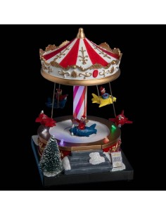 Giostrina Carosello di Natale 12x13x19 cm con Musica, Giochi di Luce e Musica Natalizia