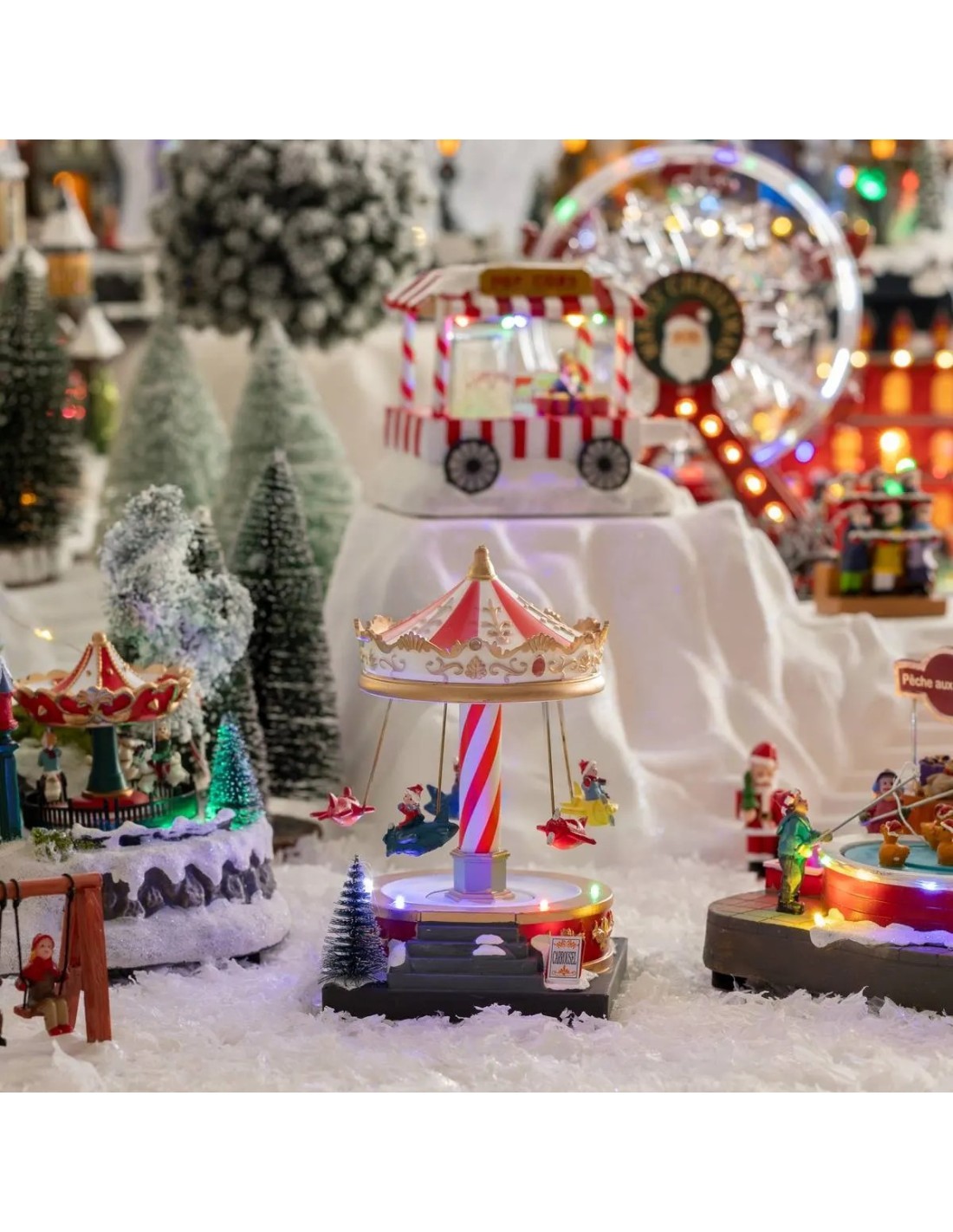 Giostrina Carosello di Natale 12x13x19 cm con Musica, Giochi di Luce e Musica Natalizia
