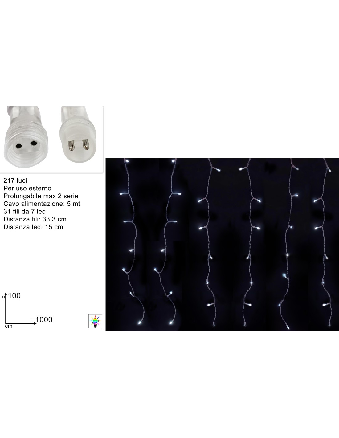 TENDA FLASH 217LED 10X1MT PROLUNGABILE BIANCO FREDDO