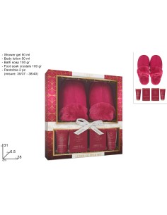 CONFEZIONE REGALO PANTOFOLE ROSSE + SET 4PZ LINEA CORPO