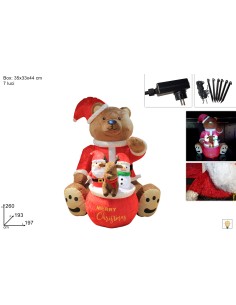 ORSO CON SOGGETTI NATALIZI 260CM GONFIABILE