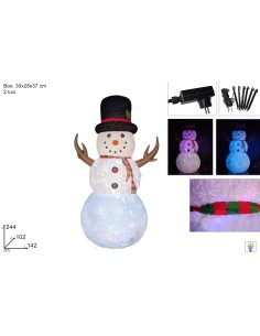 PUPAZZO DI NEVE 244CM GONFIABILE CON PROIETTORE