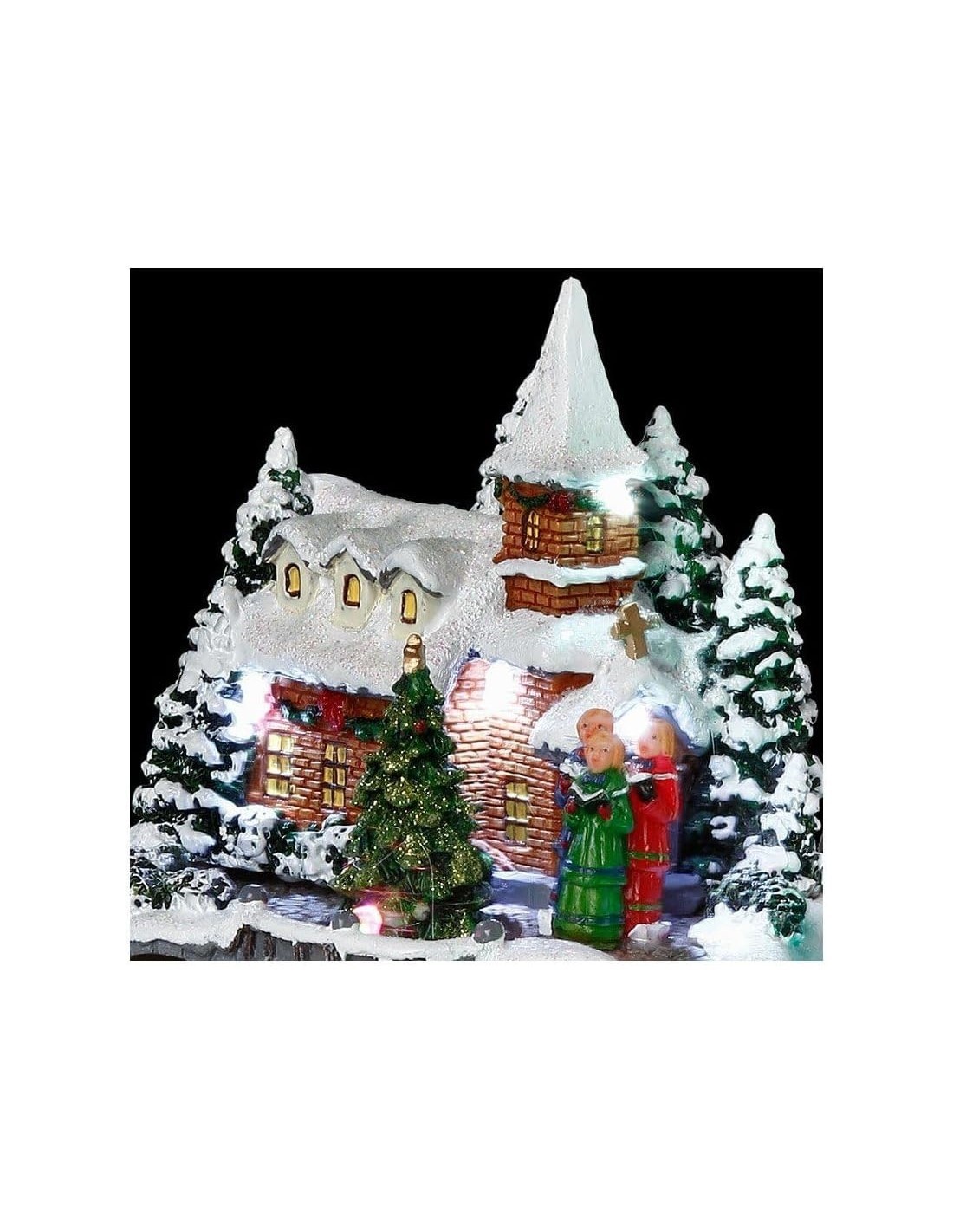 Villaggio di Natale Luminoso di Santa Luisa, decorazione natalizia con LED e movimento, scena animata da tavolo