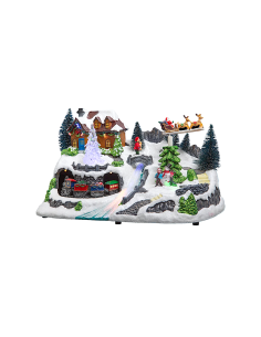 Decorazione di Natale Trenino con Figurine, decorazione luminosa natalizia con LED e dettagli realistici